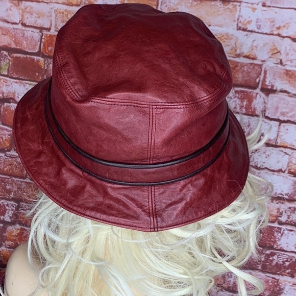 Vintage Coach Burgundy Red Leather Bucket Hat - Picture 6 of 10